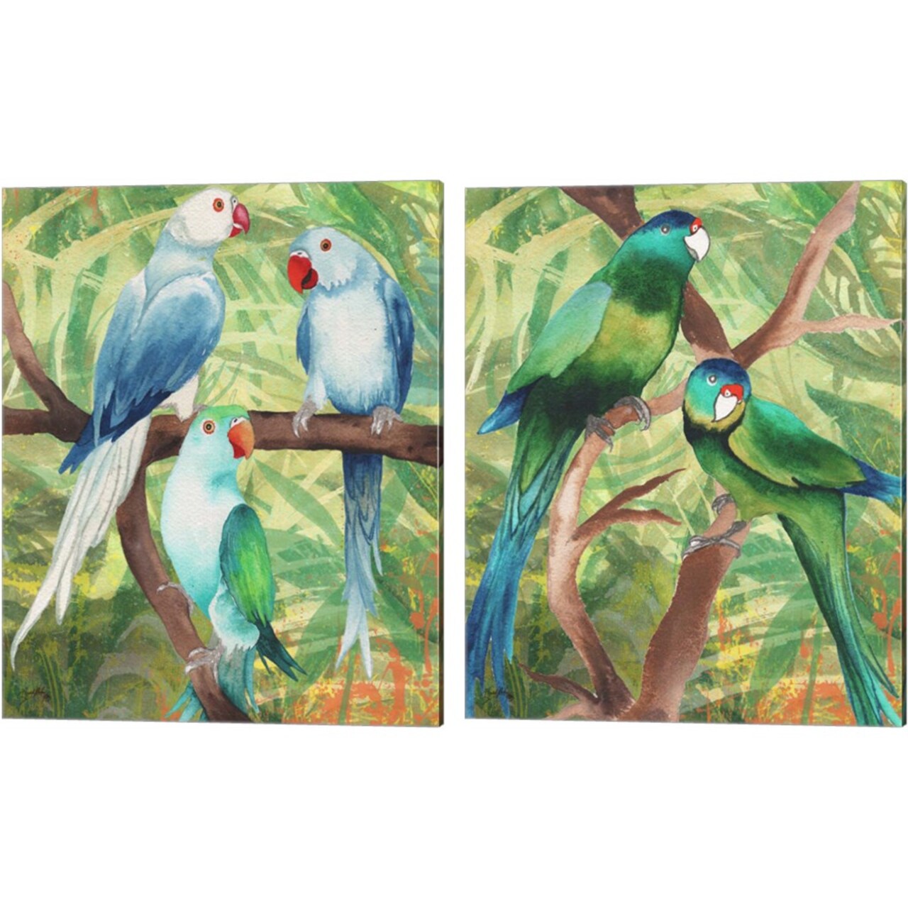 Tropical Birds by Elizabeth Medley 12" x 15" Canvas Wall Art (Set of 2)